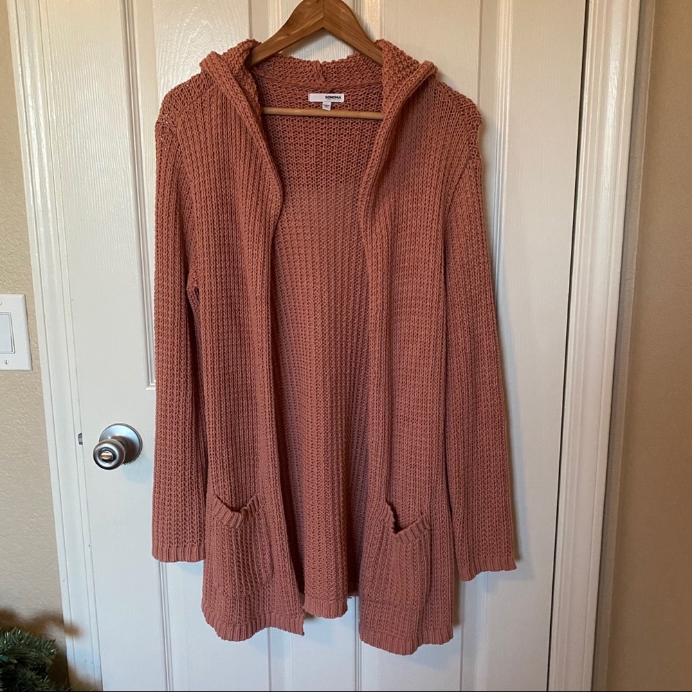 Mauve Pink Hooded Cardigan Sonoma